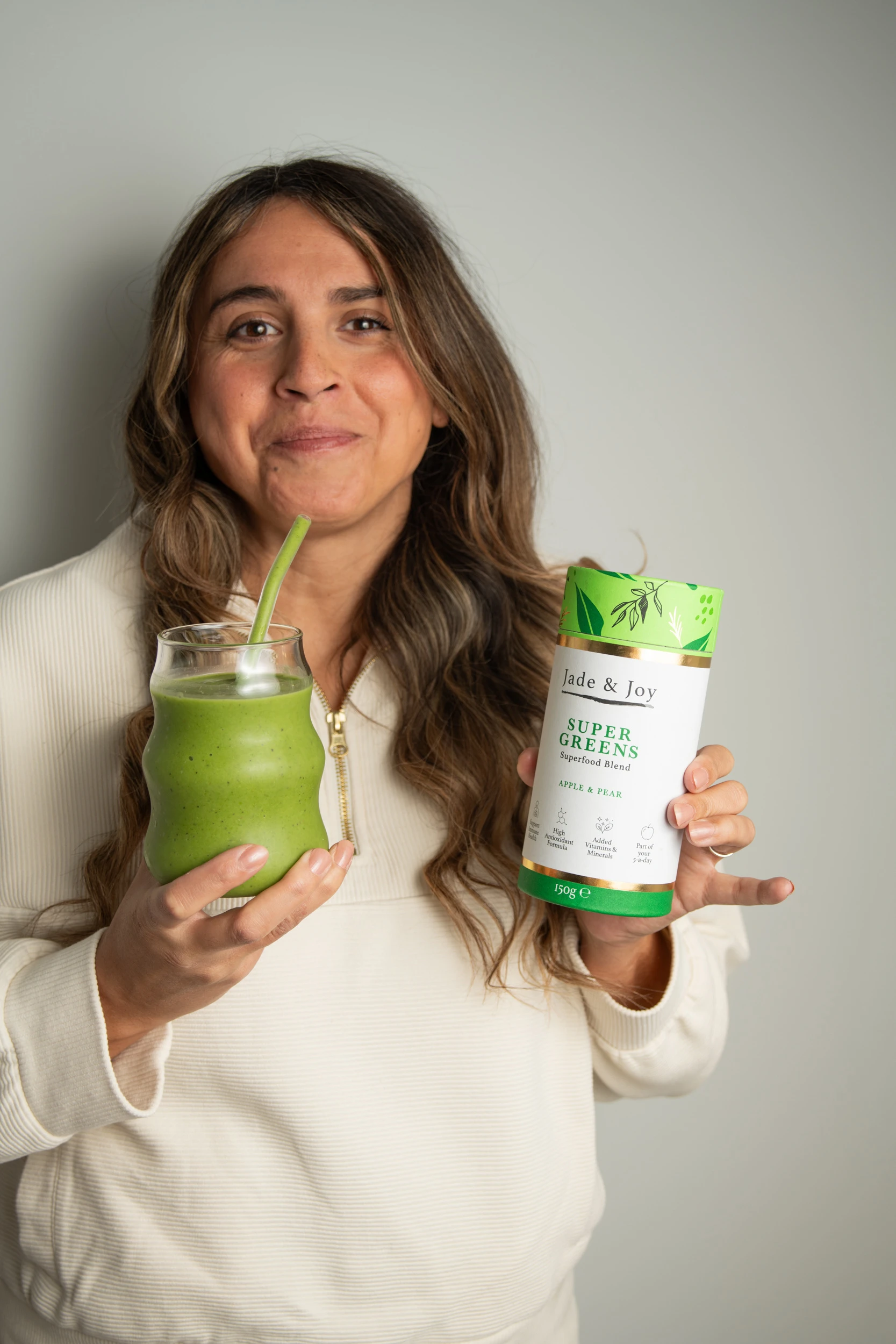 Woman with Super Greens Superfood Blend