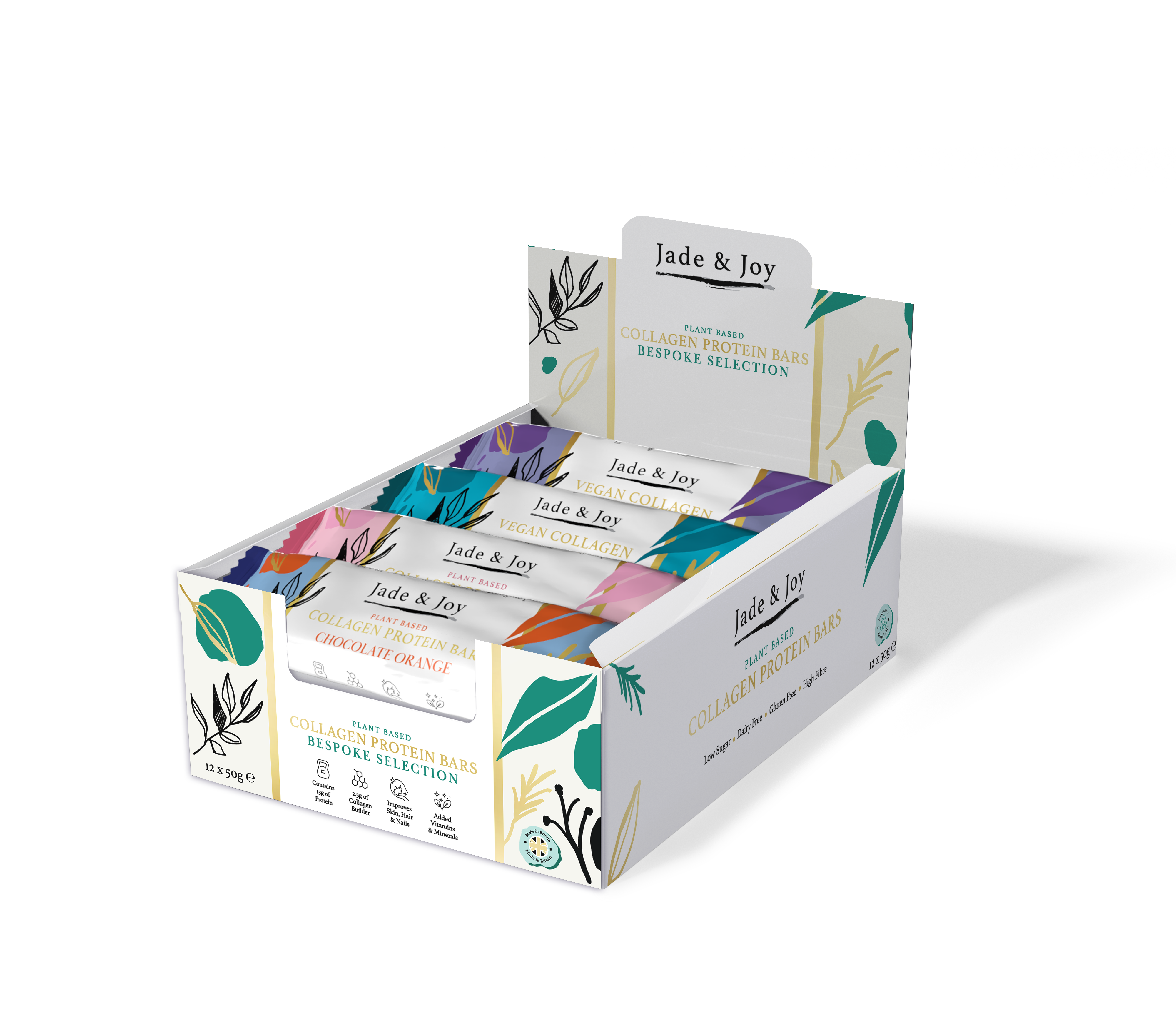 Jade & Joy bespoke selection vegan collagen protein bars box