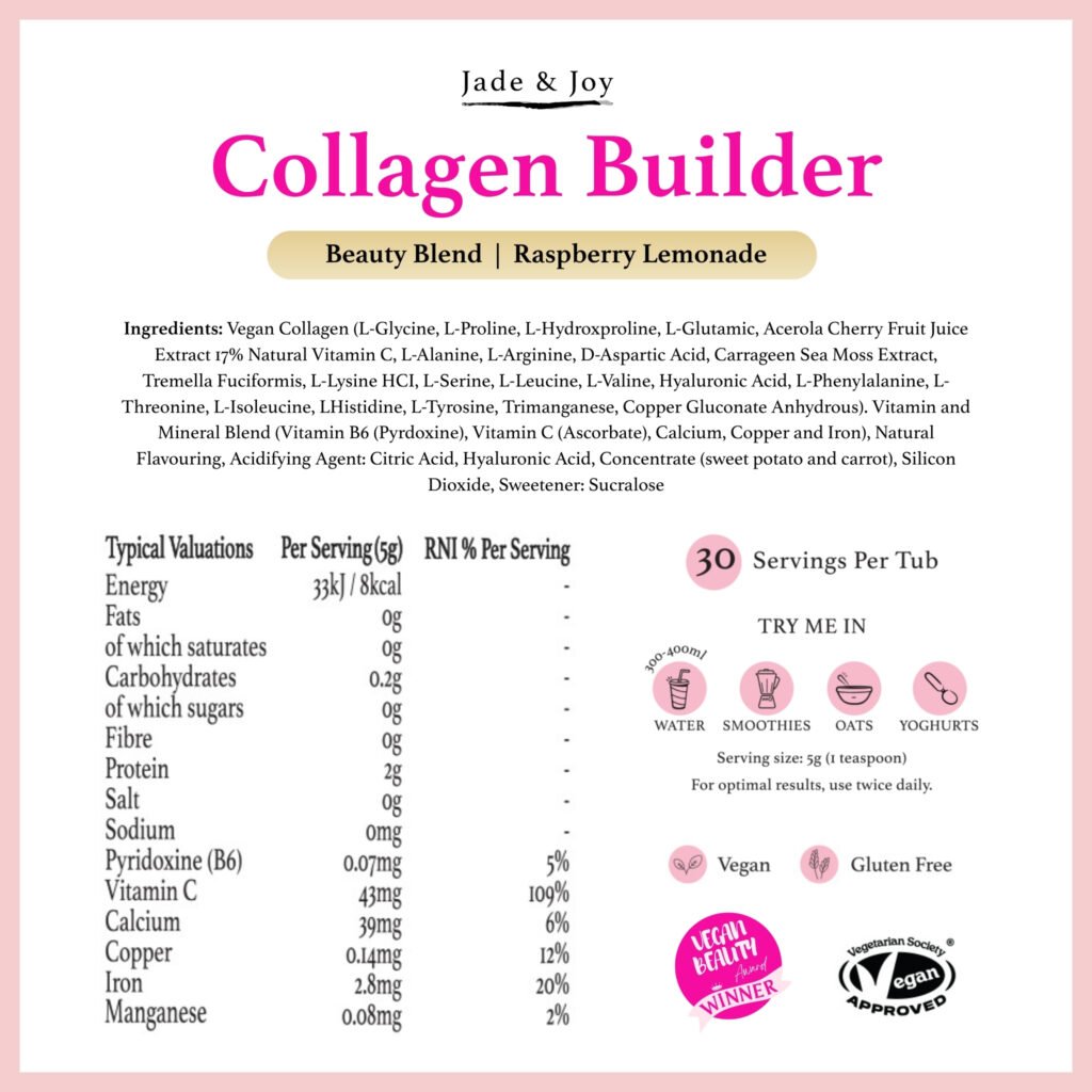 Collagen Builder plant collagen ingredients and nutritional information