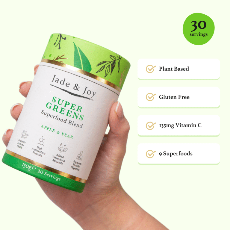 Super Greens powder that tastes great with apple and pea flavour